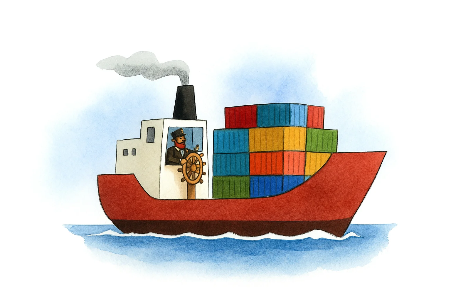Container Ship Illustration